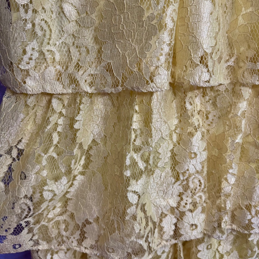 Laundry by Shelli Segal Lace Maxi Dress Size 2 XS Small yellow Tiered Ruffle NWT - Picture 5 of 11